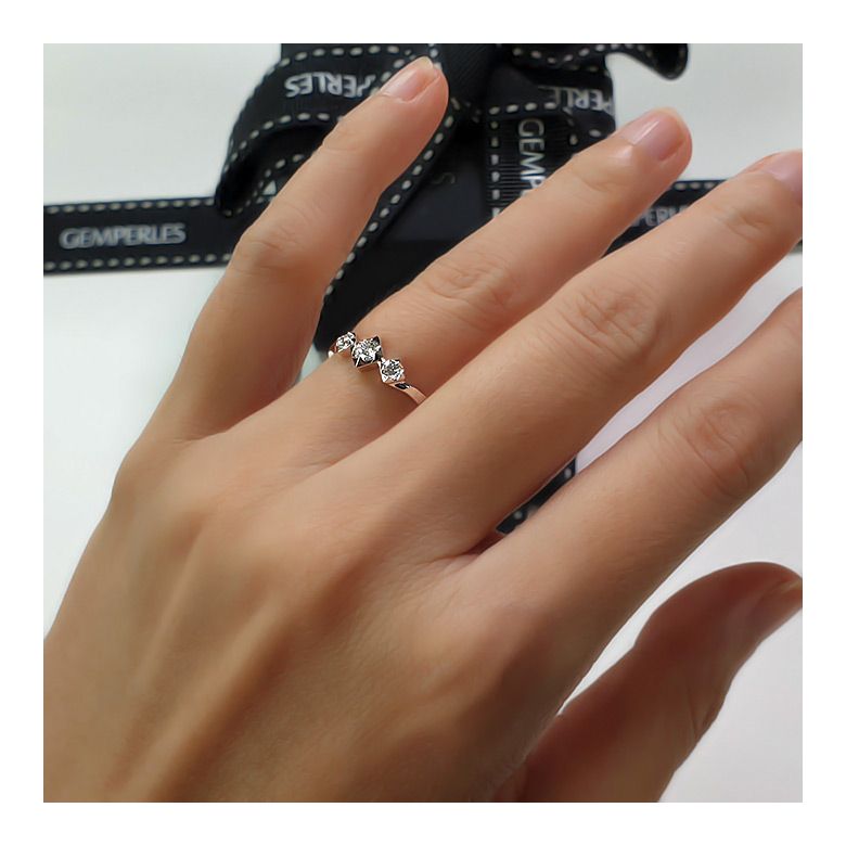Anello di fidanzamento trilogia in platino - 3 diamanti 0.20ct - 4