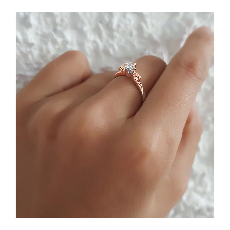 Anello di Fidanzamento Weston - Oro Rosa e Diamante Solitario | Gemperles - 4