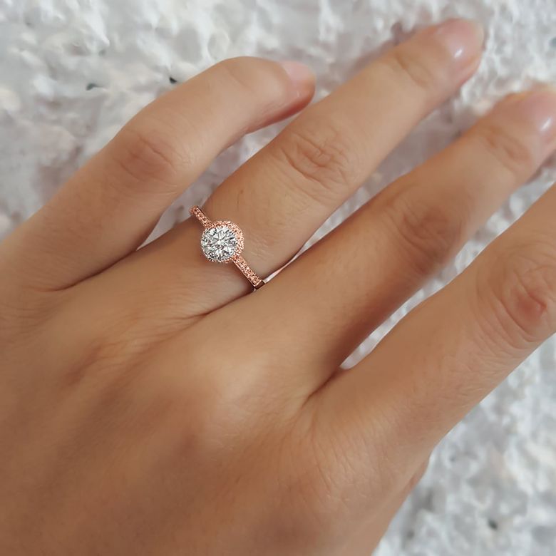 Anello di Fidanzamento Composto Ancolie - Oro Rosa 18kt & Diamanti | Gemperles - 3