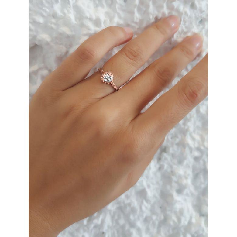 Anello di Fidanzamento Composto Ancolie - Oro Rosa 18kt & Diamanti | Gemperles - 5