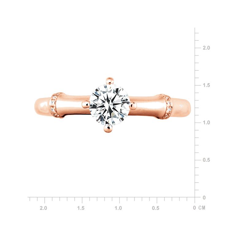 Anello di Fidanzamento Solitario Bambou Végétal - Oro Rosa & Diamanti | Gemperles - 2