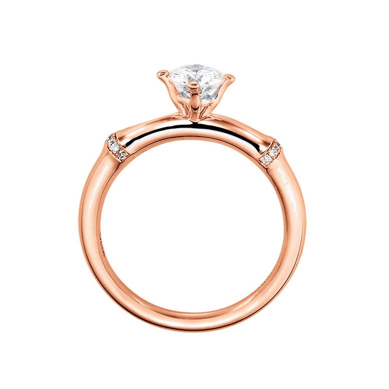 Anello di Fidanzamento Solitario Bambou Végétal - Oro Rosa & Diamanti | Gemperles - 3