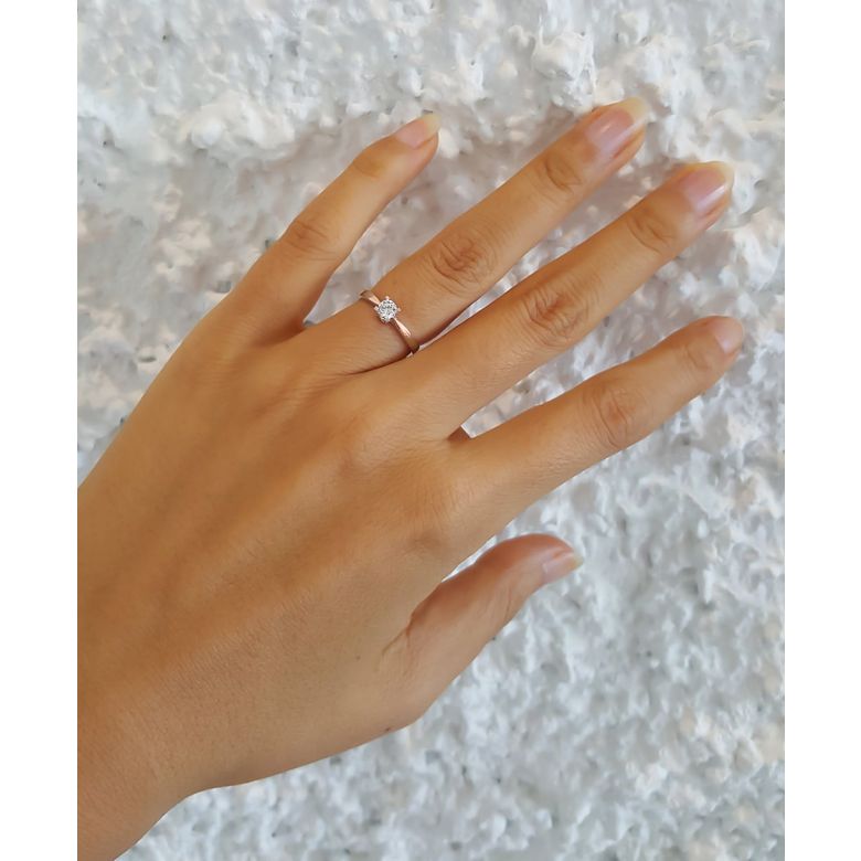 Anello di Fidanzamento Donna Richelieu - Oro Rosa & Diamante Solitario | Gemperles - 6