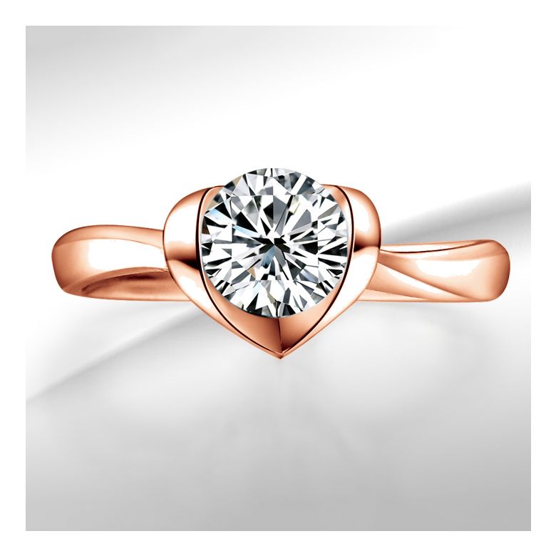 Anello Cuore Maestoso - Oro Rosa & Diamante Solitario - 2