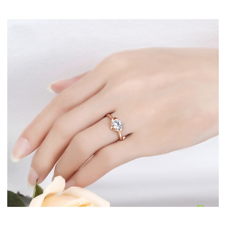 Anello Cuore Maestoso - Oro Rosa & Diamante Solitario - 3