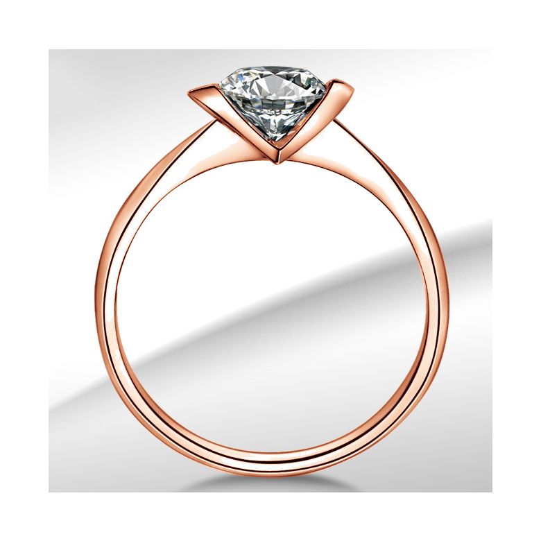 Anello Cuore Maestoso - Oro Rosa & Diamante Solitario - 4