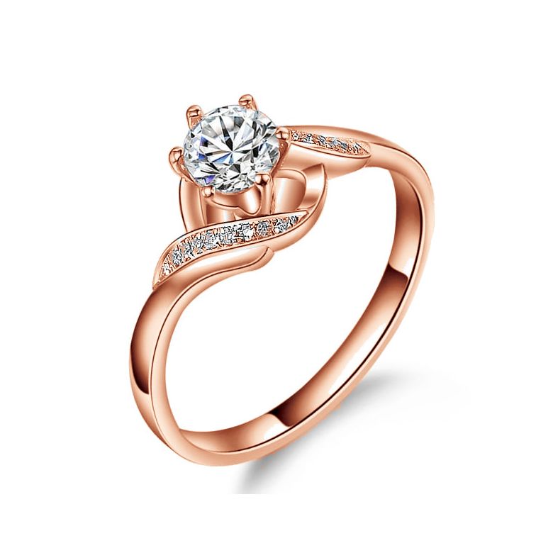 Anello Solitario di Fidanzamento Laccio - Oro Rosa & Diamanti | Gemperles - 1