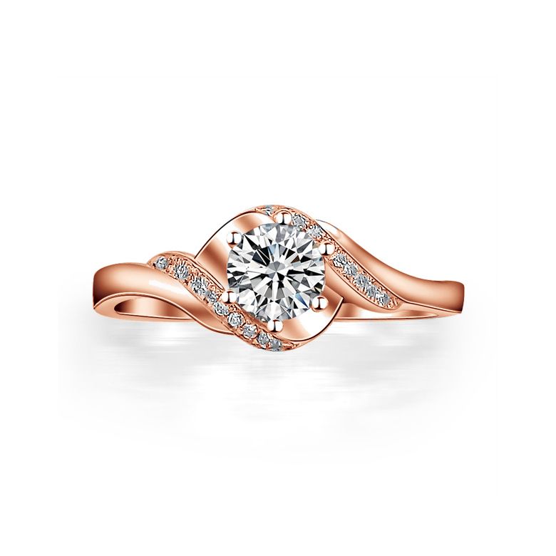 Anello Solitario di Fidanzamento Laccio - Oro Rosa & Diamanti | Gemperles - 2