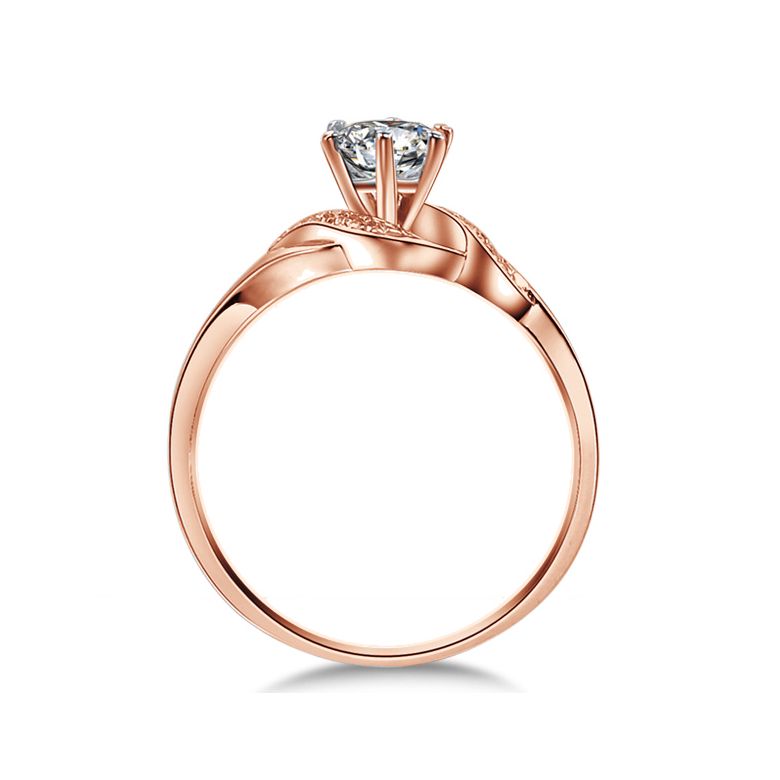 Anello Solitario di Fidanzamento Laccio - Oro Rosa & Diamanti | Gemperles - 4