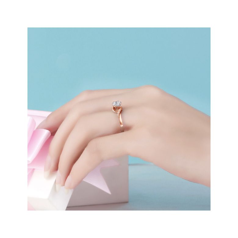 Anello Solitario di Fidanzamento Laccio - Oro Rosa & Diamanti | Gemperles - 6