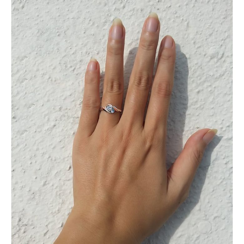 Anello Solitario di Fidanzamento Laccio - Oro Rosa & Diamanti | Gemperles - 7