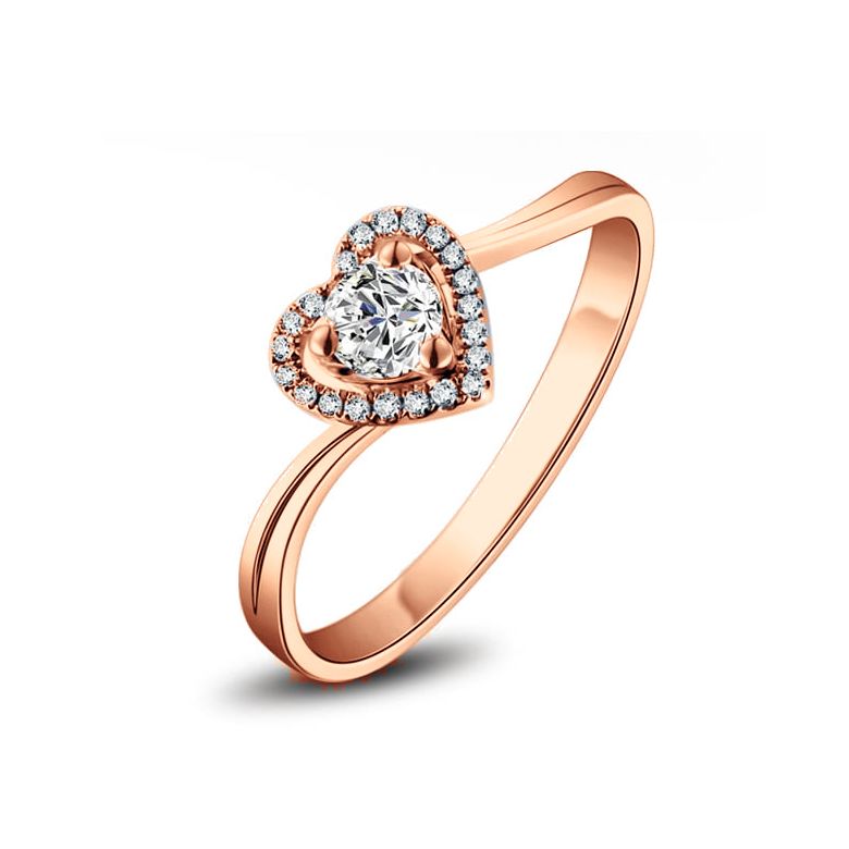Anello Solitario Cuore Mio  Oro Rosa 18k & Diamanti VS/G | Gemperles - 1