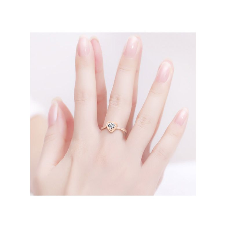 Anello Solitario Cuore Mio  Oro Rosa 18k & Diamanti VS/G | Gemperles - 3