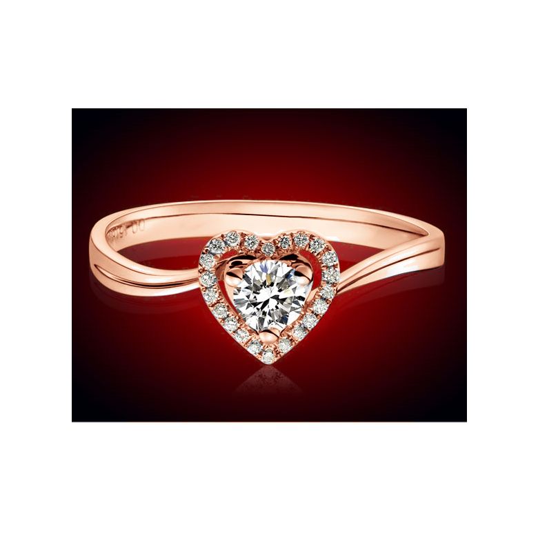 Anello Solitario Cuore Mio  Oro Rosa 18k & Diamanti VS/G | Gemperles - 4