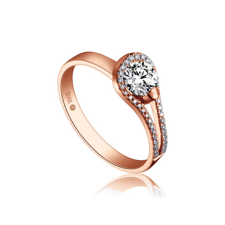 Anello Solitario Contemplations - Oro Rosa & Fascia Diamanti | Gemperles - 1