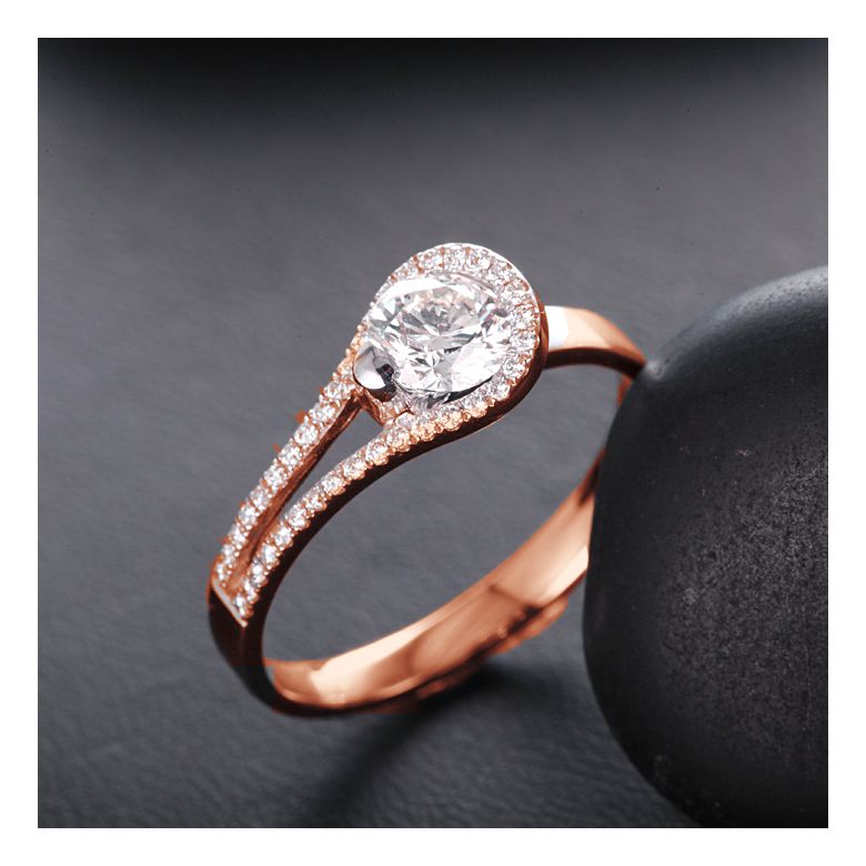 Anello Solitario Contemplations - Oro Rosa & Fascia Diamanti | Gemperles - 6