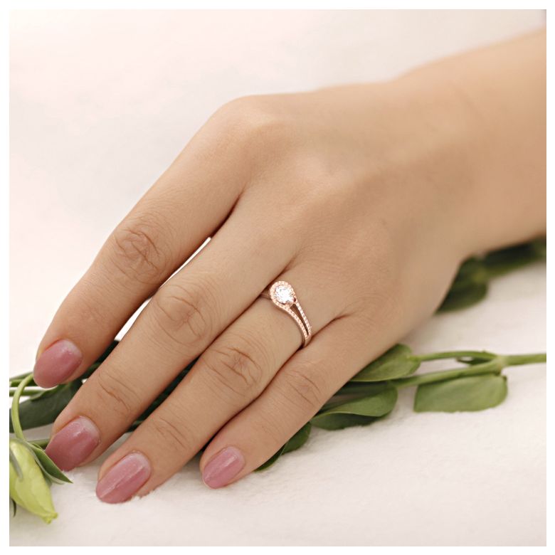 Anello Solitario Contemplations - Oro Rosa & Fascia Diamanti | Gemperles - 2
