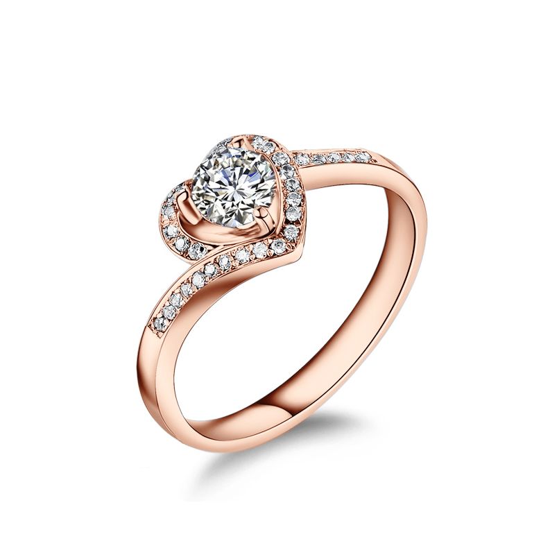 Anello solitario - Diamante 0.50ct oro rosa - 1