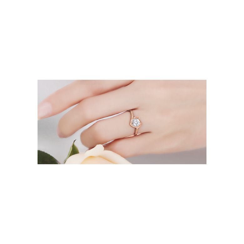 Anello solitario - Diamante 0.50ct oro rosa - 2