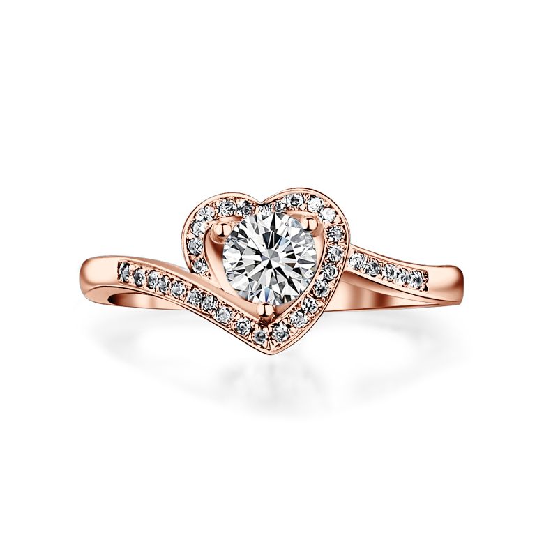 Anello solitario - Diamante 0.50ct oro rosa - 3