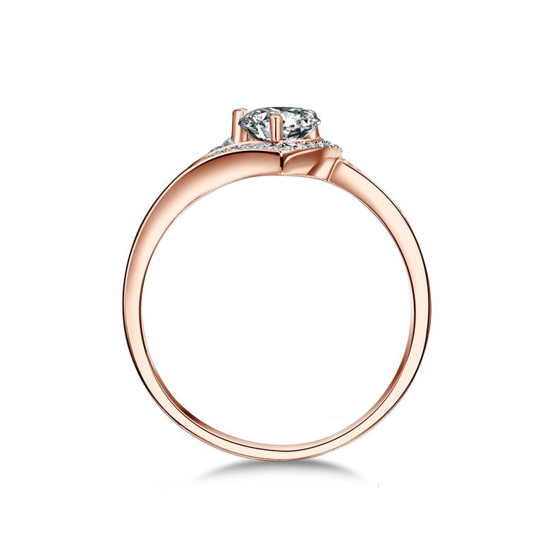 Anello solitario - Diamante 0.50ct oro rosa - 4