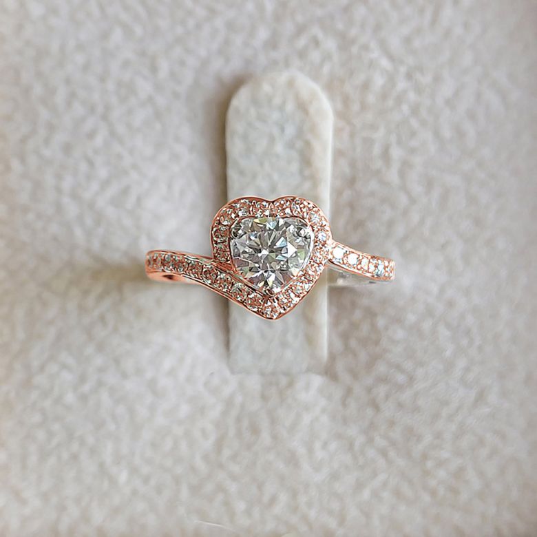 Anello solitario - Diamante 0.50ct oro rosa - 5