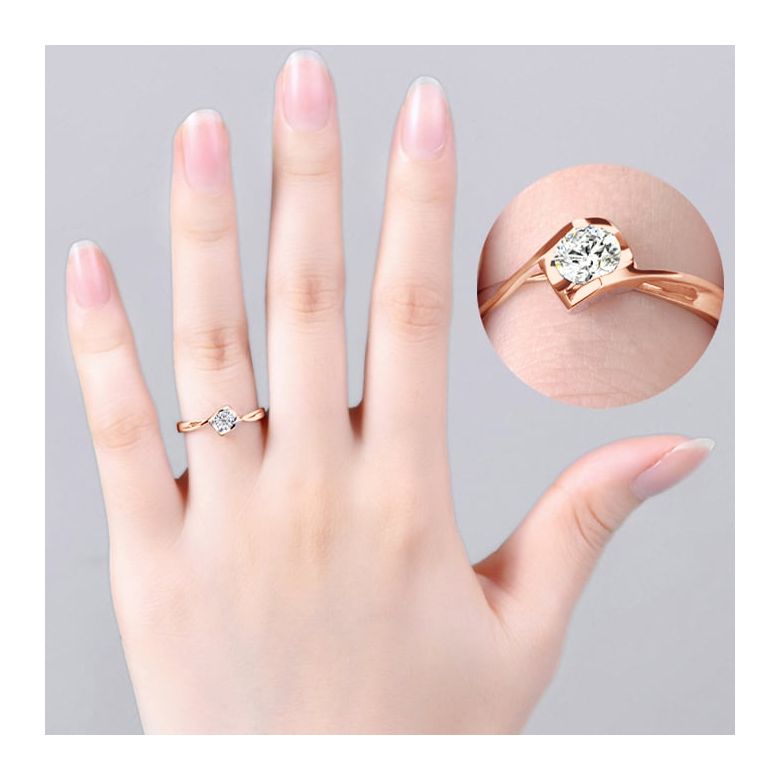 Anello di Fidanzamento A Jeanne - Oro Rosa e Diamante Solitario - 3