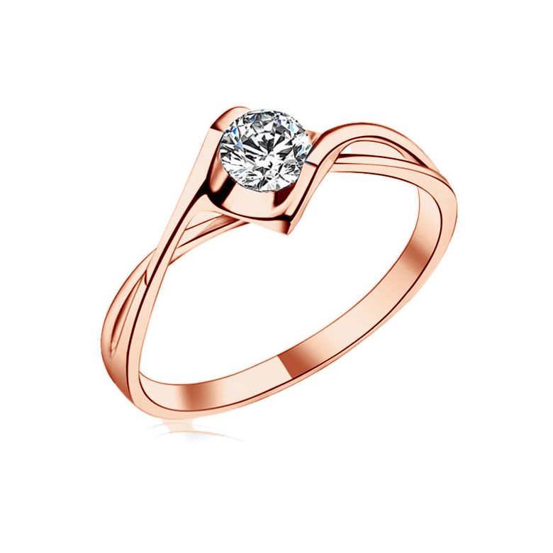 Anello di Fidanzamento A Jeanne - Oro Rosa e Diamante Solitario - 4