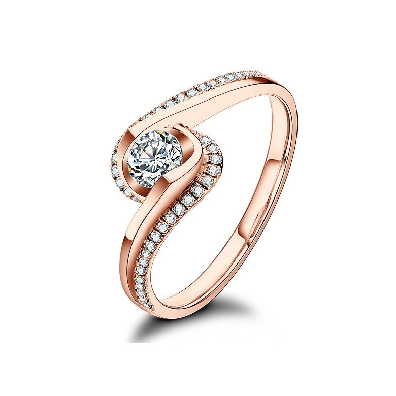 Anello di Fidanzamento A Una Passante - Oro Rosa & Diamanti | Gemperles - 1