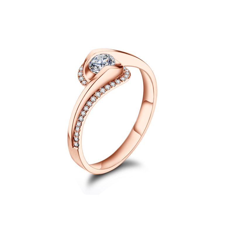 Anello di Fidanzamento A Una Passante - Oro Rosa & Diamanti | Gemperles - 3