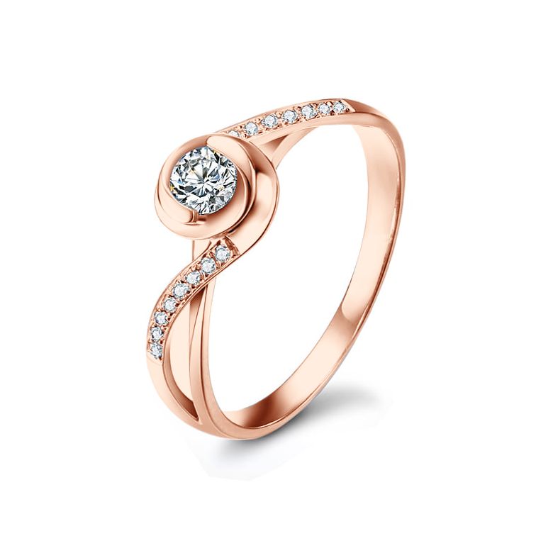 Anello Solitario Composto A Julie - Oro Rosa & Diamante | Gemperles - 1