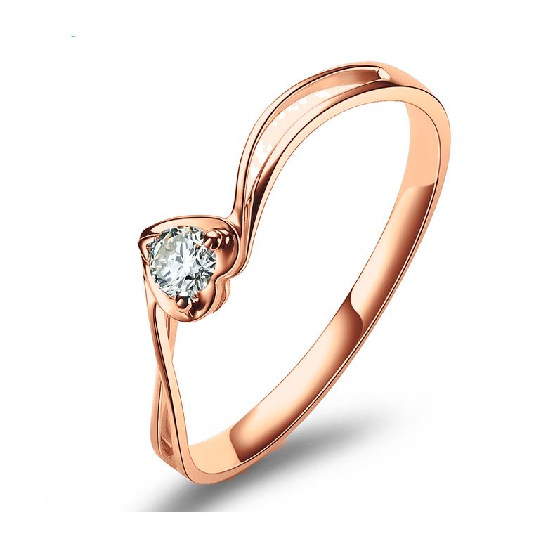 Anello di Fidanzamento Cuore Mio - Oro Rosa & Diamante Solitario | Gemperles - 1