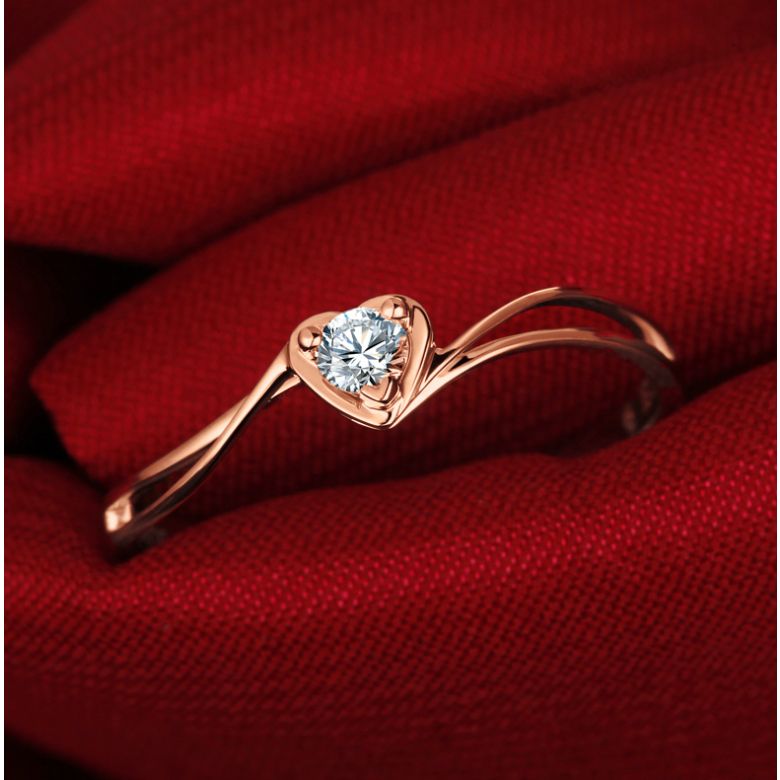 Anello di Fidanzamento Cuore Mio - Oro Rosa & Diamante Solitario | Gemperles - 7
