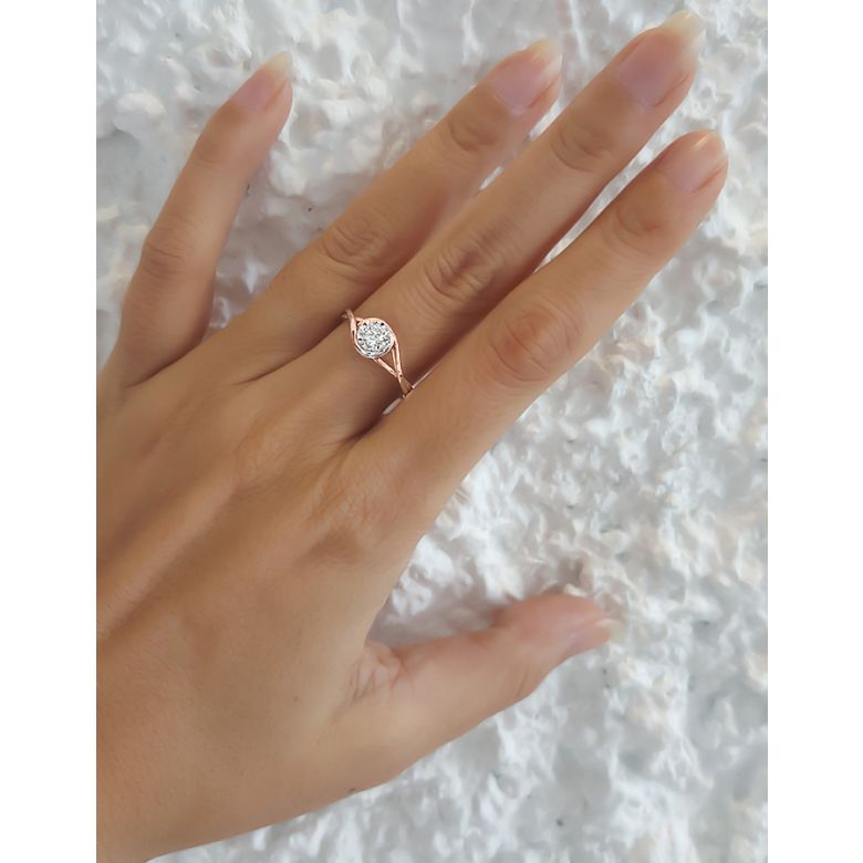 Anello di Fidanzamento Stregato - Oro Rosa & Diamante - 6