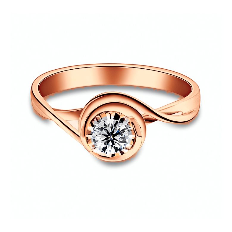 Anello di Fidanzamento Stregato - Oro Rosa & Diamante - 9
