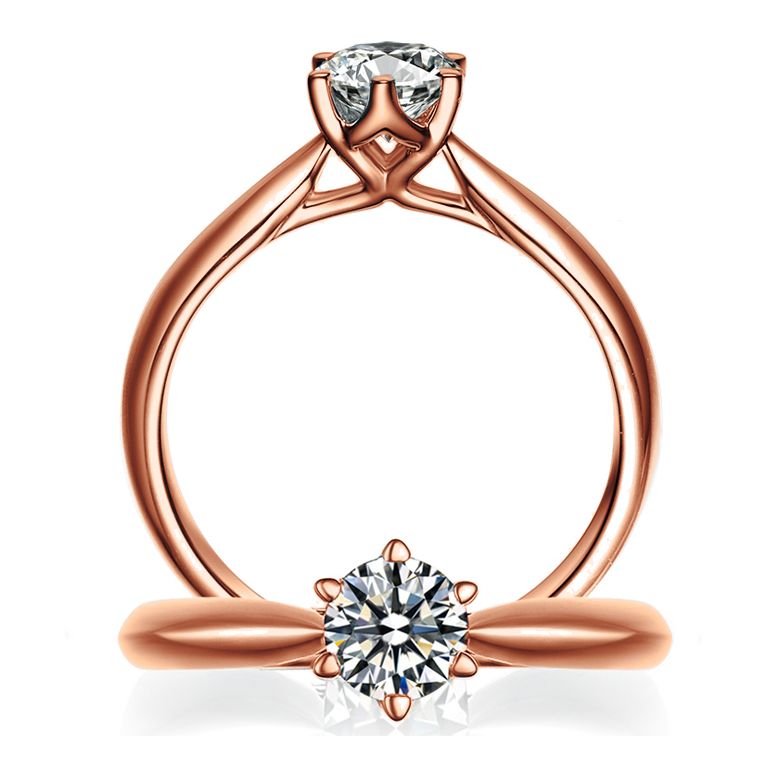 Anello di Fidanzamento L'Amour - Oro Rosa e Diamante Solitario | Gemperles - 1