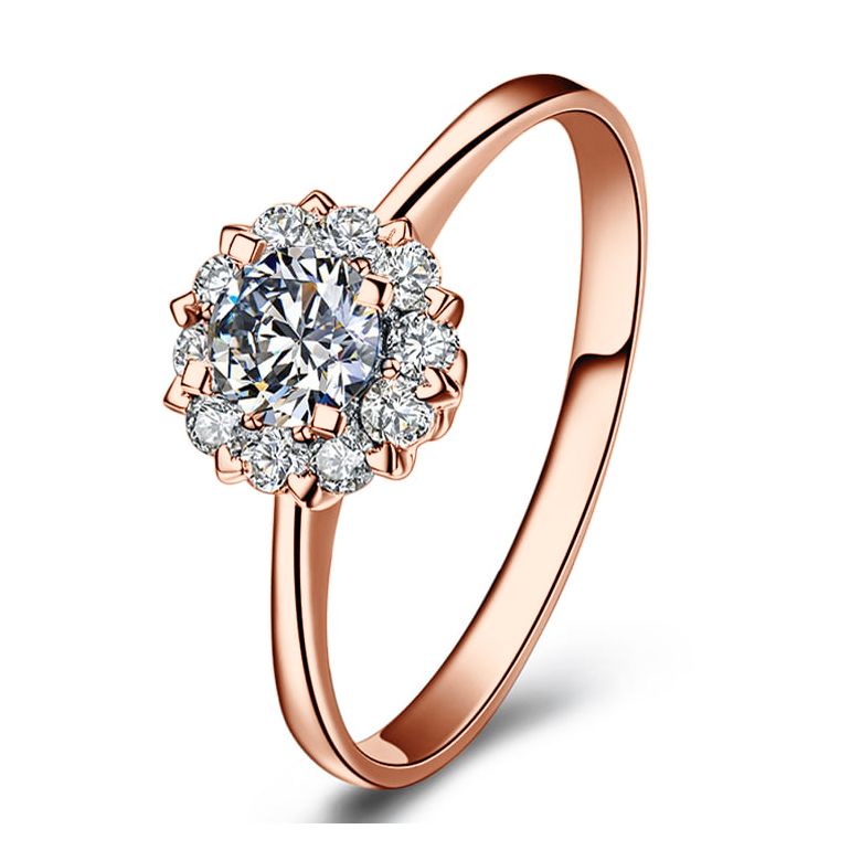 Anello Solitario Composto Cuore Screziato - Oro Rosa & Diamanti 0.33ct | Gemperles - 1