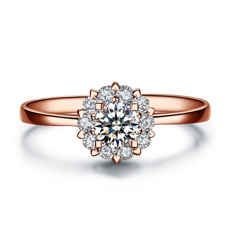Anello Solitario Composto Cuore Screziato - Oro Rosa & Diamanti 0.33ct | Gemperles - 2