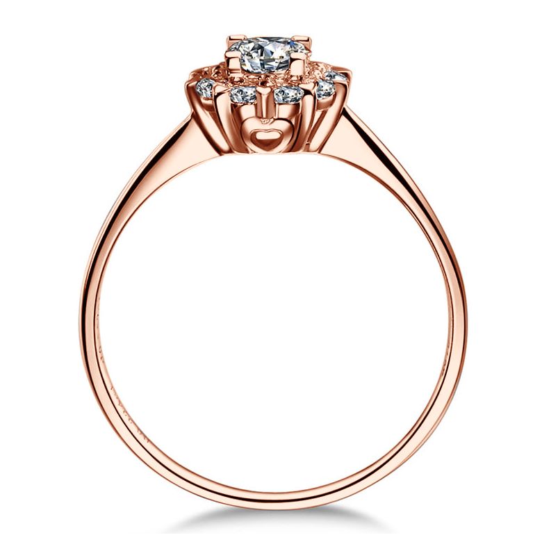 Anello Solitario Composto Cuore Screziato - Oro Rosa & Diamanti 0.33ct | Gemperles - 3