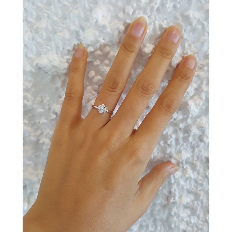 Anello Solitario Composto Cuore Screziato - Oro Rosa & Diamanti 0.33ct | Gemperles - 6