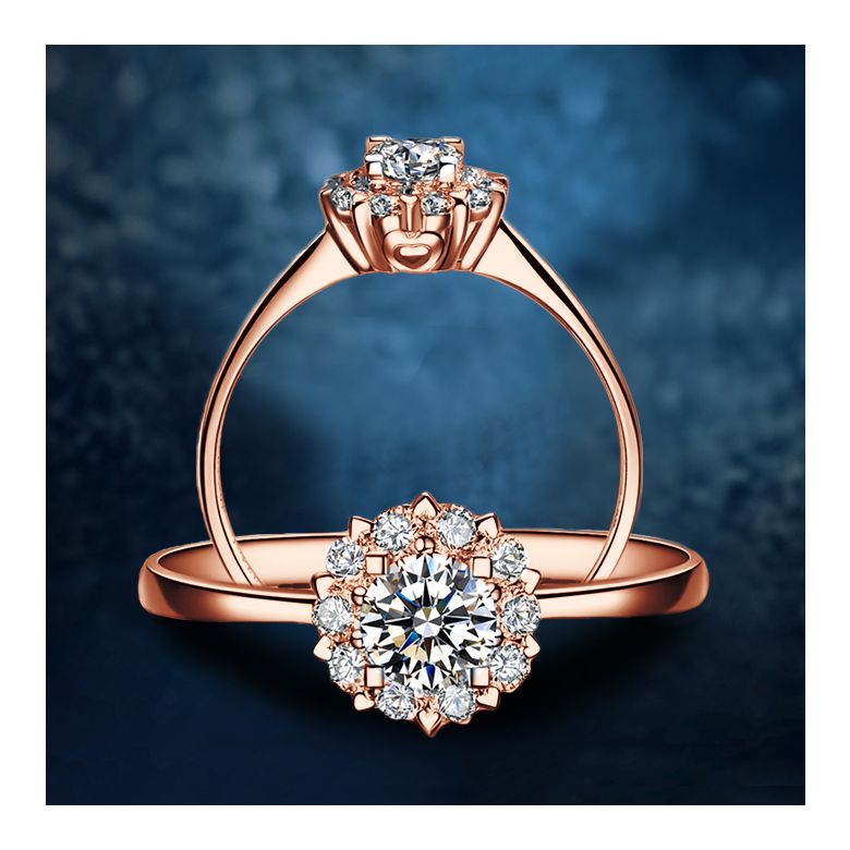 Anello Solitario Composto Cuore Screziato - Oro Rosa & Diamanti 0.33ct | Gemperles - 4