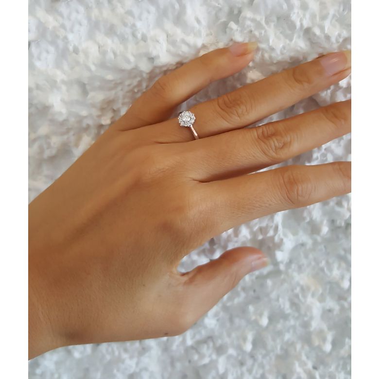 Anello Solitario Composto Cuore Screziato - Oro Rosa & Diamanti 0.33ct | Gemperles - 5