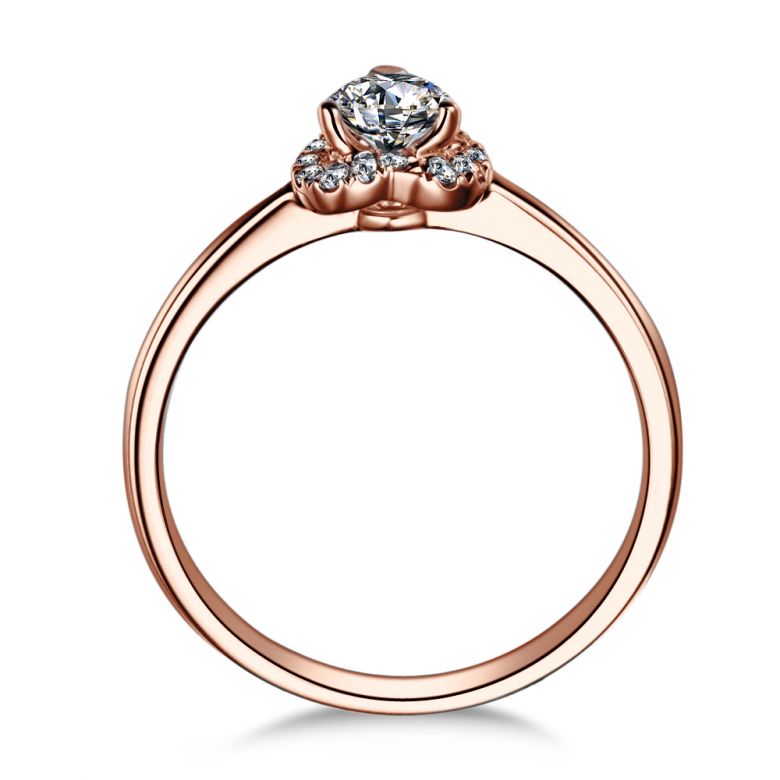 Anello di Fidanzamento Cuore di Diamante - Solitario Oro Rosa 18kt e Diamante | Gemperles - 4