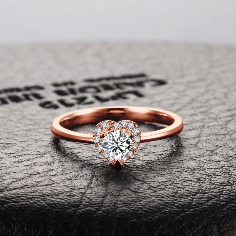 Anello di Fidanzamento Cuore di Diamante - Solitario Oro Rosa 18kt e Diamante | Gemperles - 6