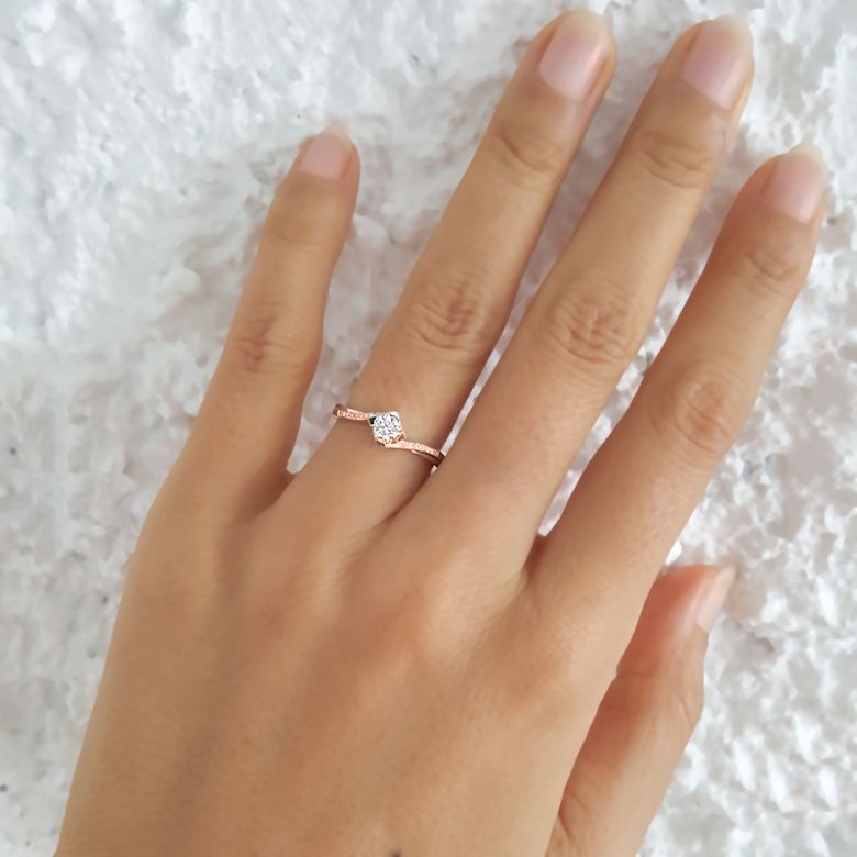 Anello di Fidanzamento Pericle -  Oro Rosa & Diamanti | Gemperles - 5