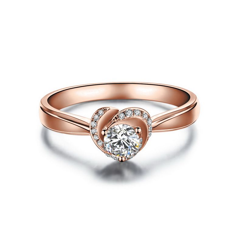 Anello di Fidanzamento Cuore di Rosa - Oro Rosa Lucido e Diamanti VS/G | Gemperles - 4