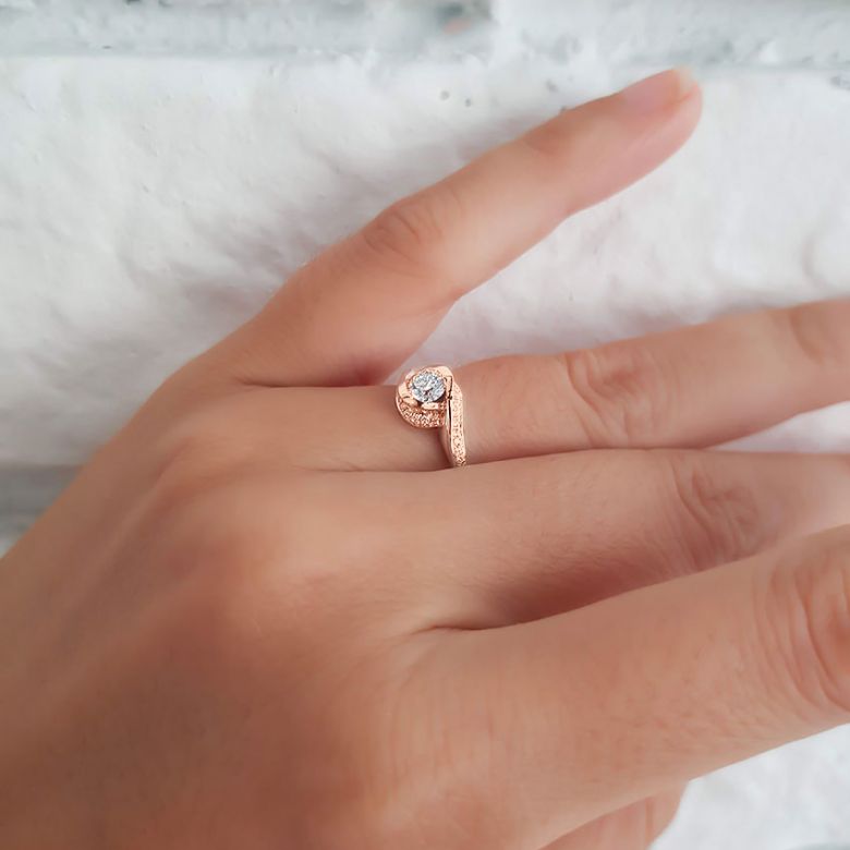 Anello di Fidanzamento Composto Madonna - Oro Rosa & Diamanti | Gemperles - 9