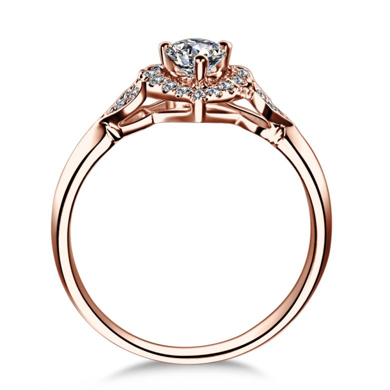 Anello di Fidanzamento Cuori Splendidi - 3 Cuori in Diamanti & Oro Rosa | Gemperles - 2
