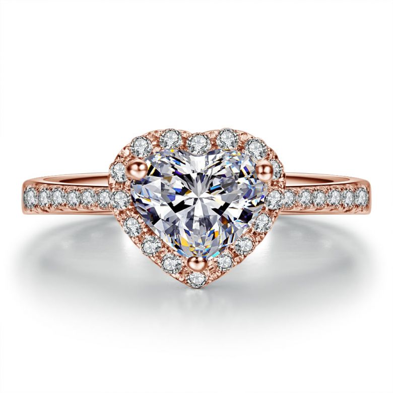 Anello di Fidanzamento Amore di Diamante - Oro Rosa & Diamante Taglio Cuore | Gemperles - 1