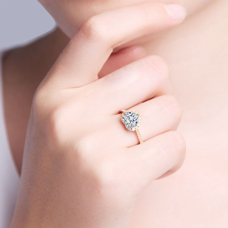 Anello di Fidanzamento Amore di Diamante - Oro Rosa & Diamante Taglio Cuore | Gemperles - 2